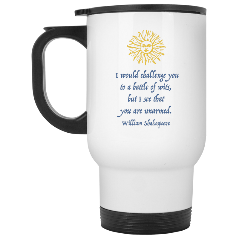 11oz. mug with Battle of Wits Shakespeare Quote design