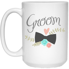 11. oz coffee mug with wedding design - Groom.