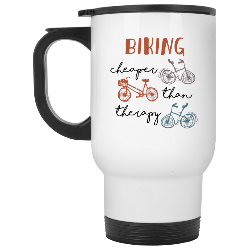 11 oz. coffee mug with bicycles - biking, cheaper than therapy.
