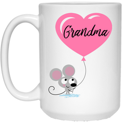 11 oz. coffee mug with cute mouse and Grandma balloon.