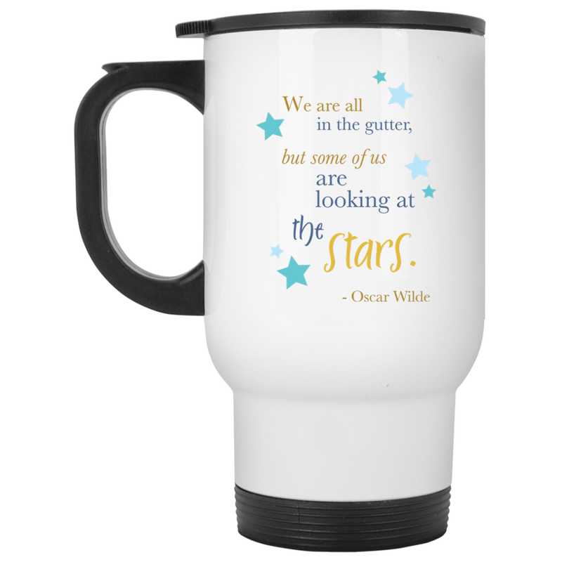 11 oz. coffee mug with Oscar Wilde quote - Looking at the stars.