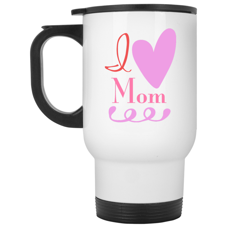 11 oz. coffee mug with heart design - I love mom.