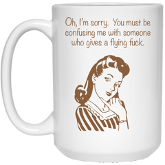 11 oz. coffee mug with funny, sarcastic retro woman.