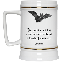 Coffee mug with bat and Aristotle quote - Great minds...