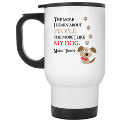 Coffee mug with dog and Mark Twain quote.