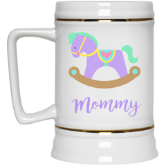 Mommy coffee mug with baby's rocking horse.
