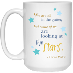 11 oz. coffee mug with Oscar Wilde quote - Looking at the stars.
