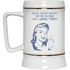 11. oz coffee mug with funny, retro woman - Guilt trip.