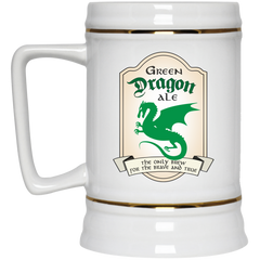 11 oz. coffee mug with Lord of the Rings inspired design - Green Dragon Ale.