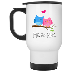 Mr. and Mrs. blue and pink birds - 11 oz. coffee mug.