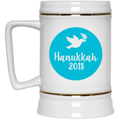11 oz. coffee mug with blue dove design - Hanukkah 2018.
