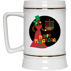 11 oz. coffee mug with African-inspired design - Happy Kwanza.