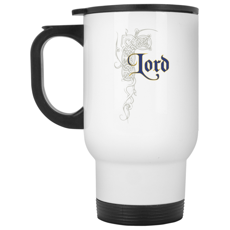 Coffee mug with medieval scroll design - Lord.