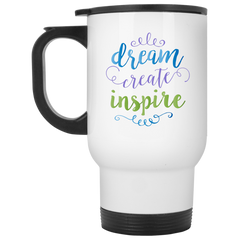 11 oz. coffee mug with colorful design - Dream, Create, Inspire.